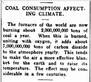 Coal Consumption Affecting Climate 1912
